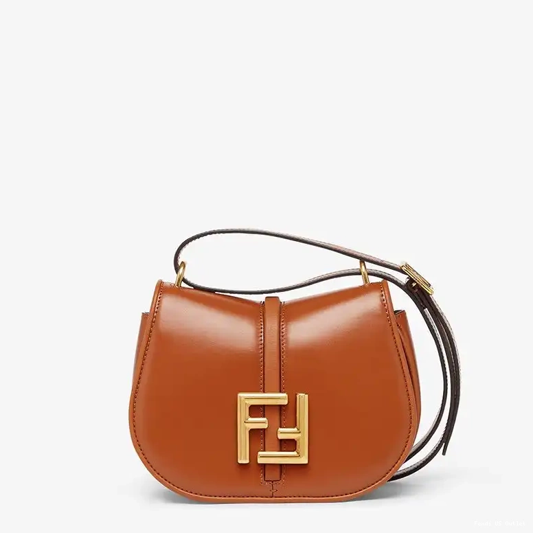 Affordable HOT Brown Mini Leather In Bag Fendi C'mon Calf 0627